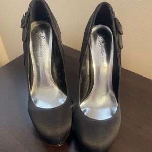 Satin Black Stiletto Heels